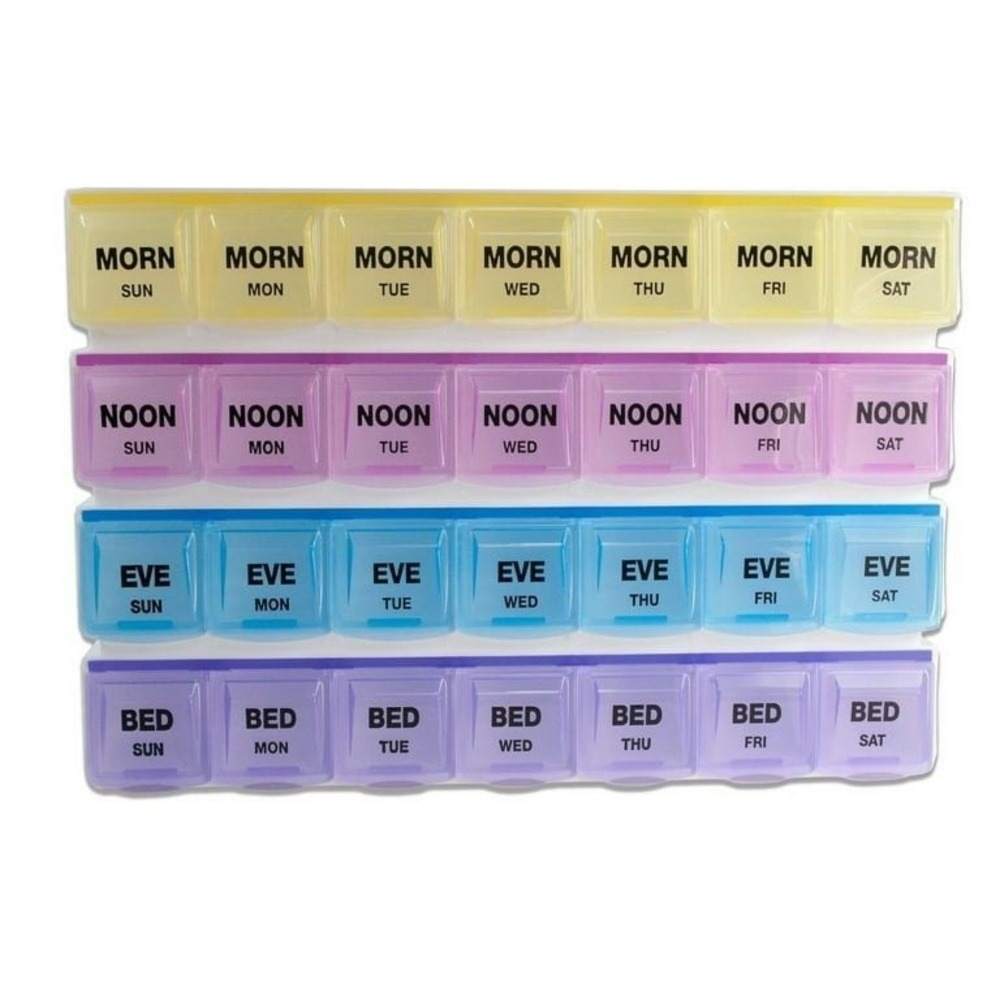 Apex 7-Day MediPlanner Weekly Pill Organizer 4‎ Times Per Day Multicolor NEW